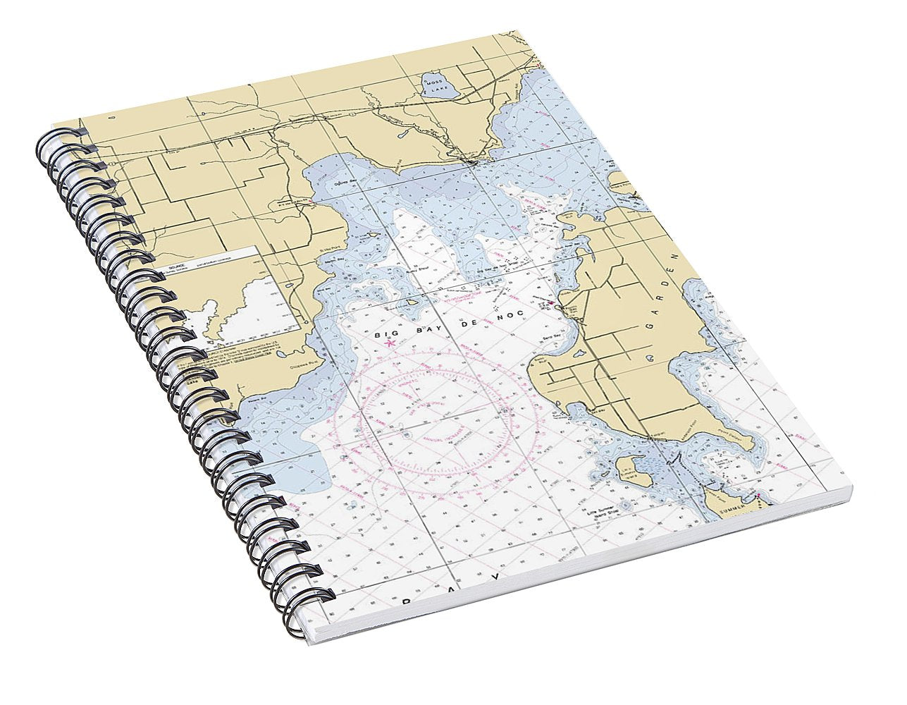 Big Bay De Noc-lake Michigan Nautical Chart - Spiral Notebook