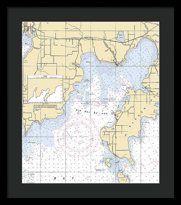 Big Bay De Noc-lake Michigan Nautical Chart - Framed Print