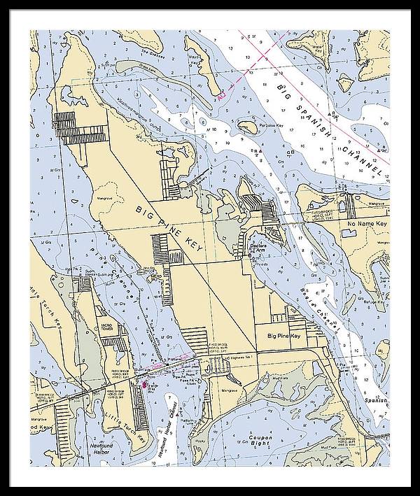 Big Pine Key-florida Nautical Chart - Framed Print