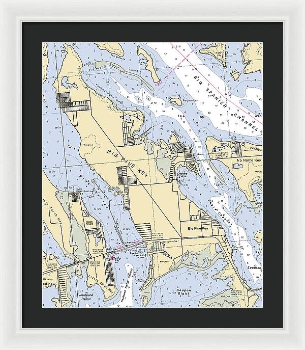 Big Pine Key-florida Nautical Chart - Framed Print