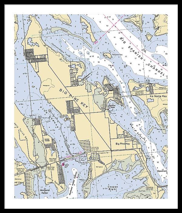 Big Pine Key-florida Nautical Chart - Framed Print