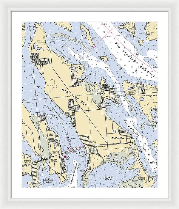 Big Pine Key-florida Nautical Chart - Framed Print