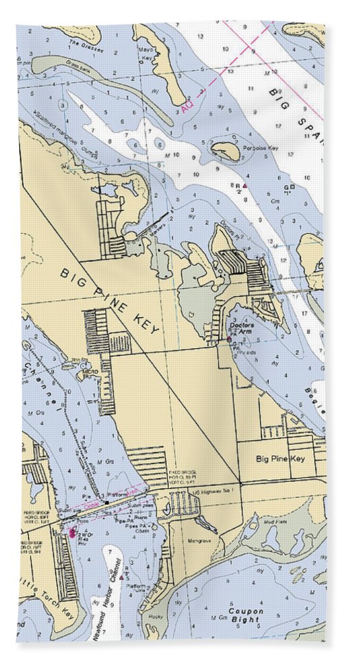 Big Pine Key-florida Nautical Chart - Bath Towel