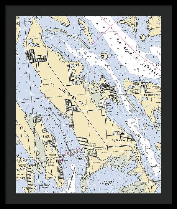 Big Pine Key-florida Nautical Chart - Framed Print