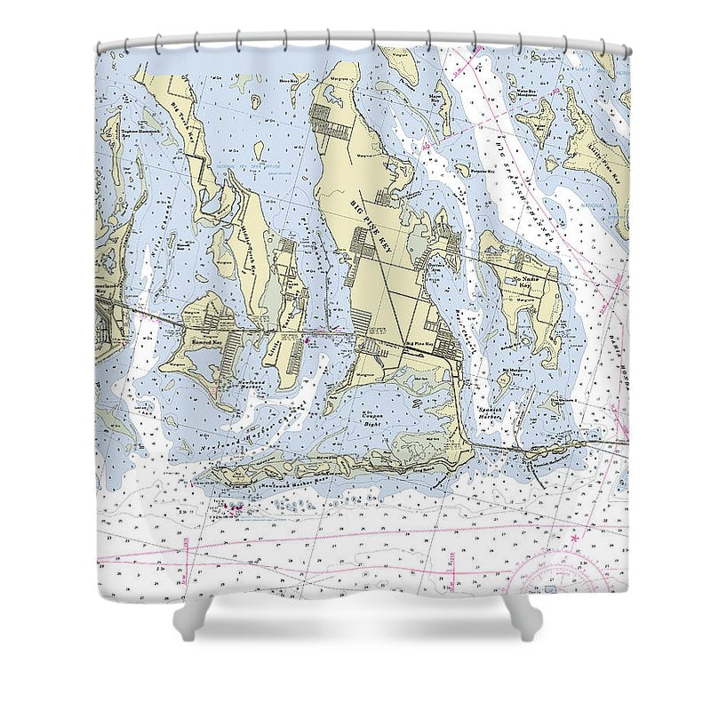 Big Pine Key Torch Florida Nautical Chart Shower Curtain