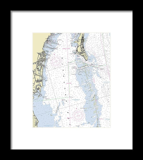 Biscayne Bay Florida Nautical Chart - Framed Print