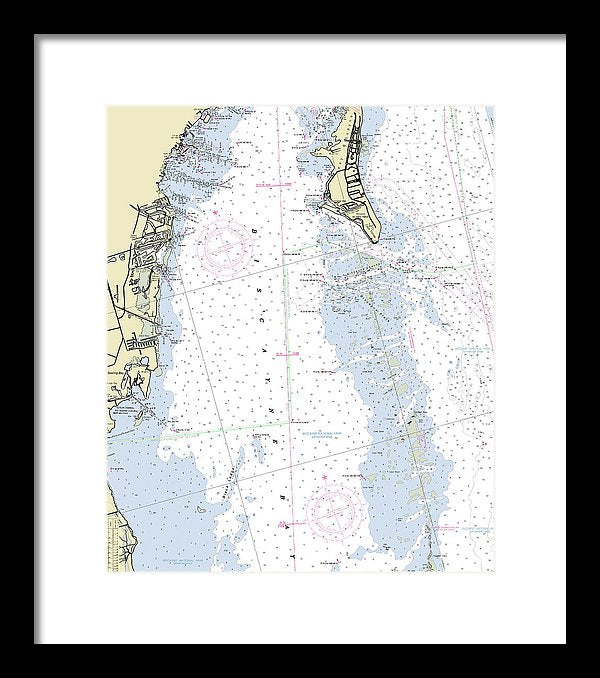 Biscayne Bay Florida Nautical Chart - Framed Print