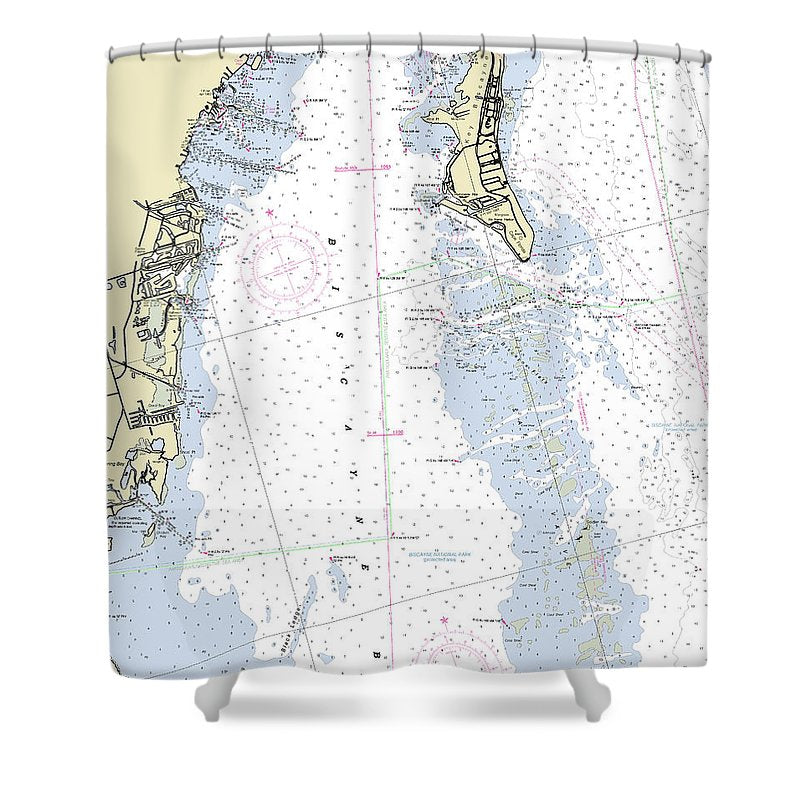 Biscayne Bay Florida Nautical Chart Shower Curtain