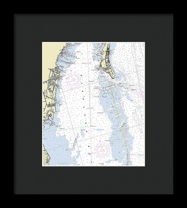 Biscayne Bay Florida Nautical Chart - Framed Print