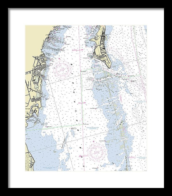 Biscayne Bay Florida Nautical Chart - Framed Print