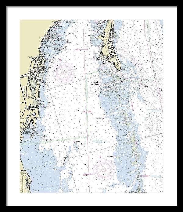 Biscayne Bay Florida Nautical Chart - Framed Print