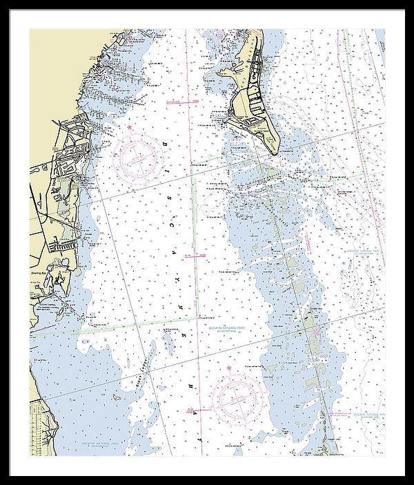 Biscayne Bay Florida Nautical Chart - Framed Print