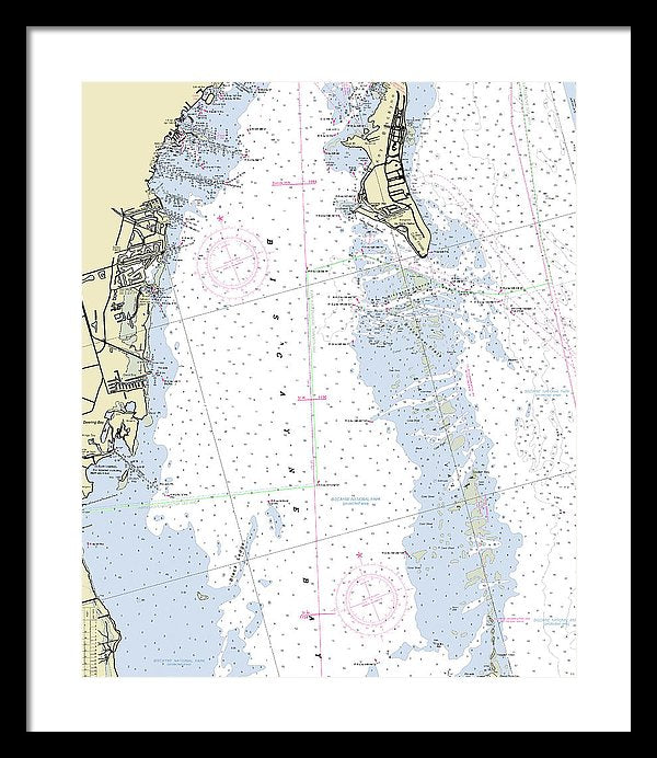 Biscayne Bay Florida Nautical Chart - Framed Print