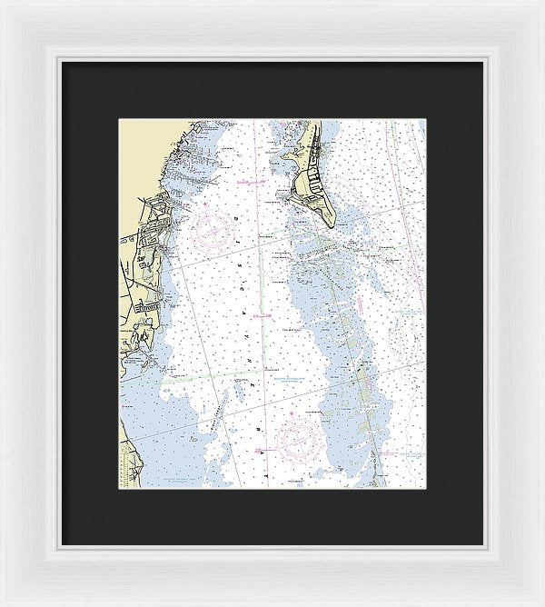 Biscayne Bay Florida Nautical Chart - Framed Print