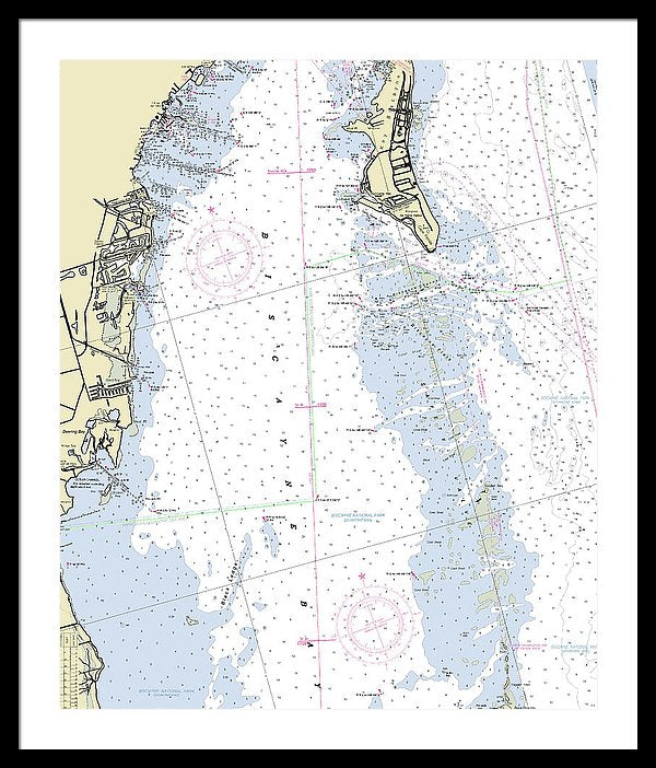 Biscayne Bay Florida Nautical Chart - Framed Print