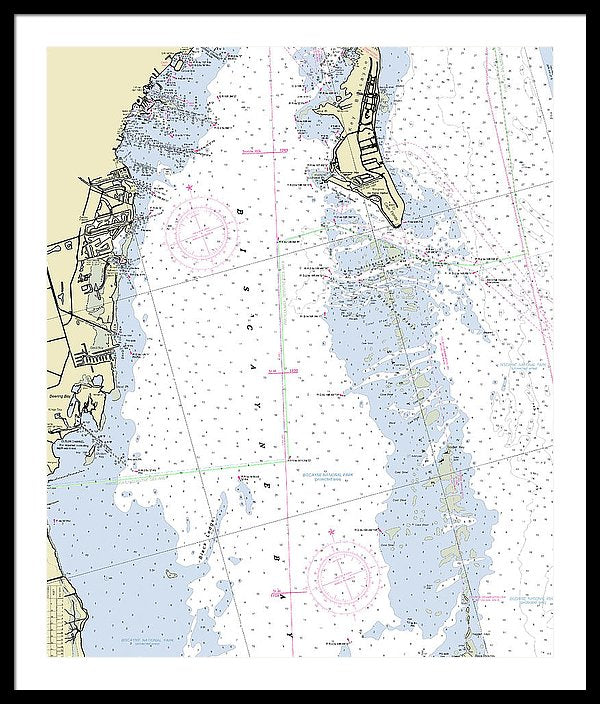 Biscayne Bay Florida Nautical Chart - Framed Print