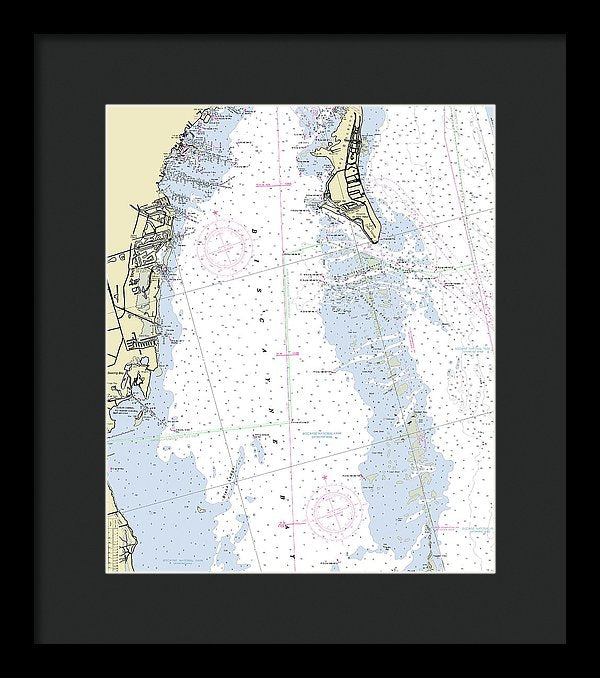 Biscayne Bay Florida Nautical Chart - Framed Print