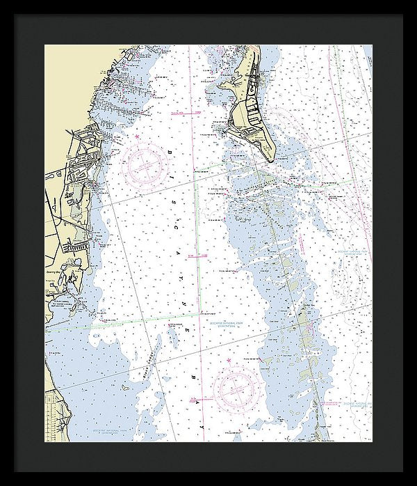 Biscayne Bay Florida Nautical Chart - Framed Print