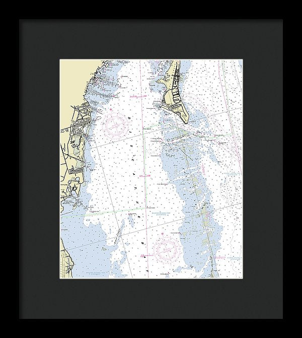 Biscayne Bay Florida Nautical Chart - Framed Print