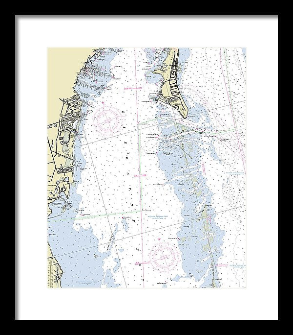 Biscayne Bay Florida Nautical Chart - Framed Print