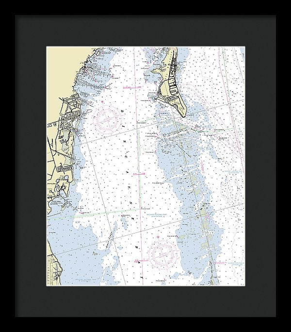 Biscayne Bay Florida Nautical Chart - Framed Print