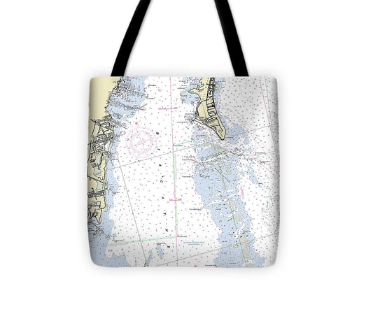 Biscayne Bay Florida Nautical Chart Tote Bag