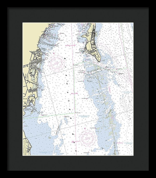 Biscayne Bay Florida Nautical Chart - Framed Print