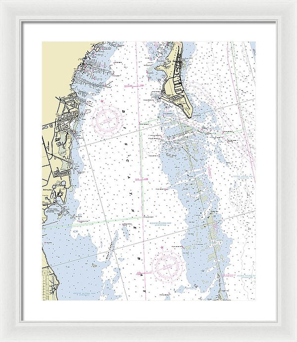 Biscayne Bay Florida Nautical Chart - Framed Print