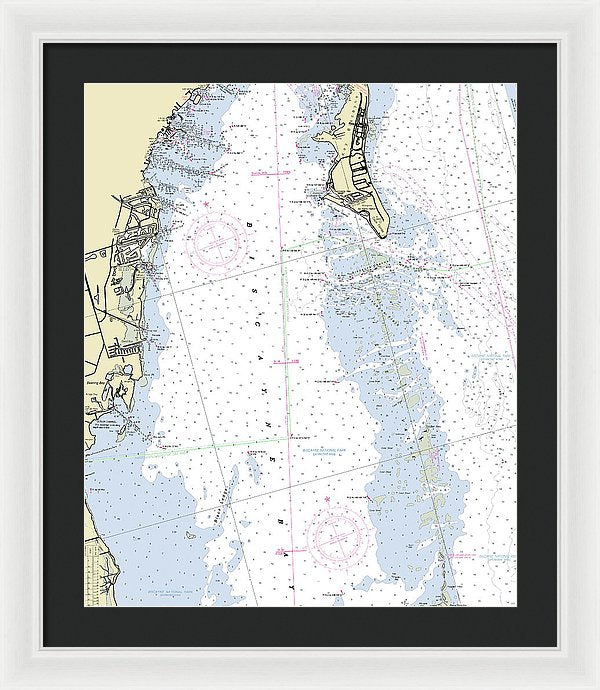 Biscayne Bay Florida Nautical Chart - Framed Print