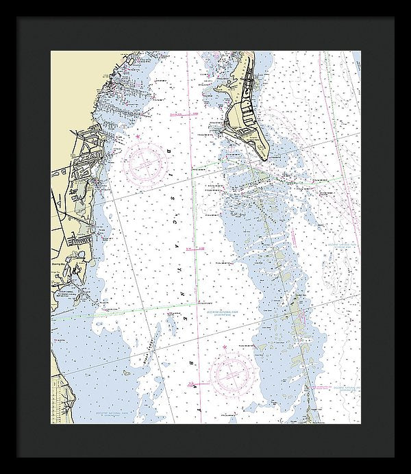 Biscayne Bay Florida Nautical Chart - Framed Print