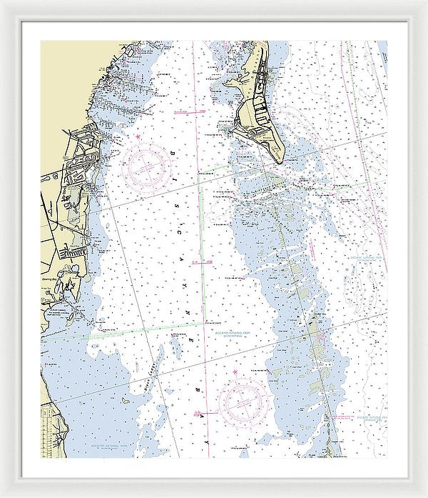 Biscayne Bay Florida Nautical Chart - Framed Print