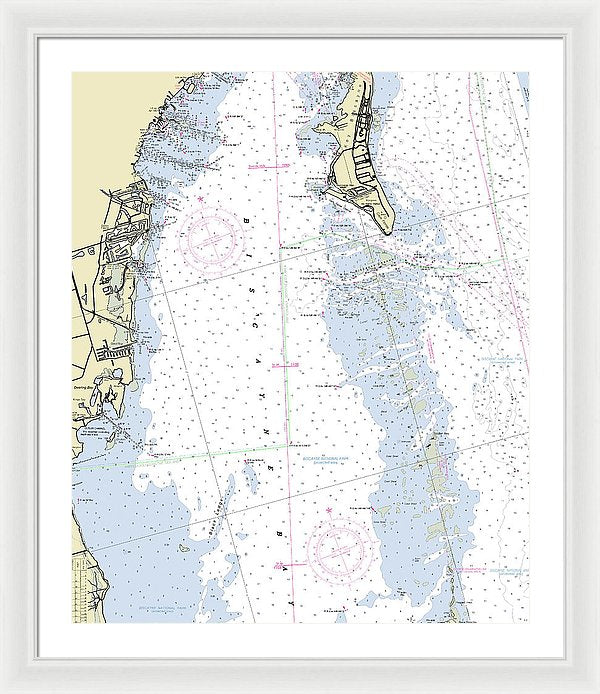 Biscayne Bay Florida Nautical Chart - Framed Print