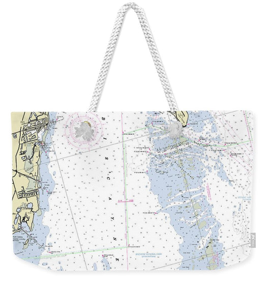 Biscayne Bay Florida Nautical Chart - Weekender Tote Bag