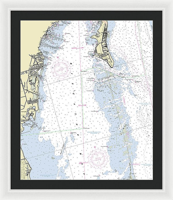 Biscayne Bay Florida Nautical Chart - Framed Print