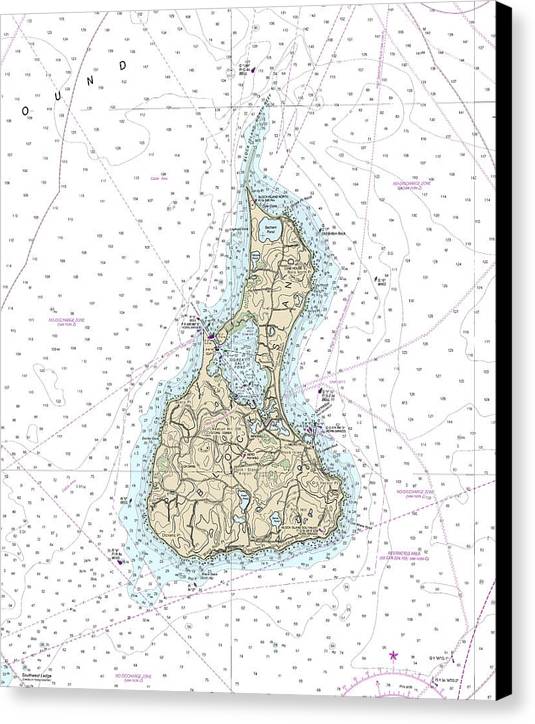 Block Island Rhode Island Nautical Chart - Canvas Print