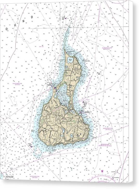 Block Island Rhode Island Nautical Chart - Canvas Print