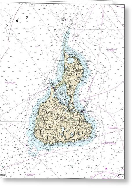 Block Island Rhode Island Nautical Chart - Greeting Card