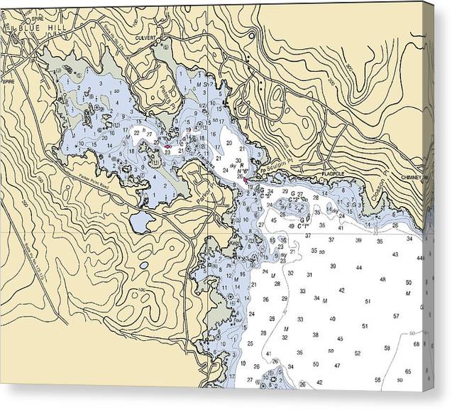 Blue Hill Harbor-Maine Nautical Chart Canvas Print