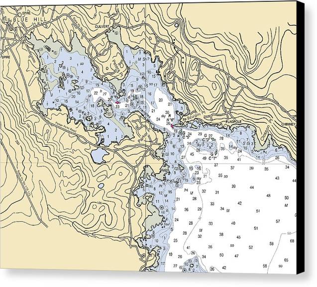 Blue Hill Harbor-maine Nautical Chart - Canvas Print