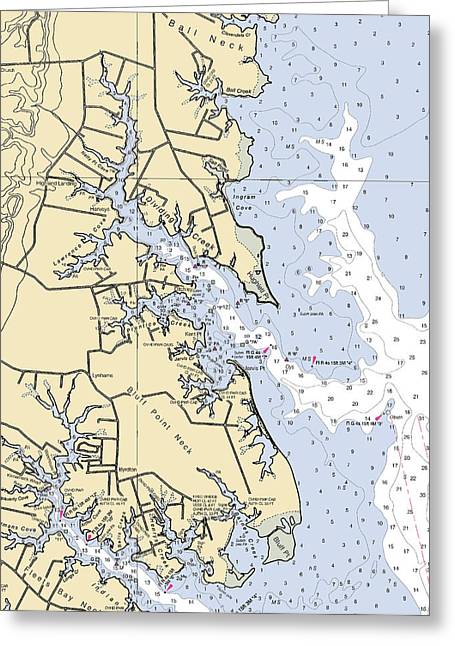 Bluff Point Neck-virginia Nautical Chart - Greeting Card