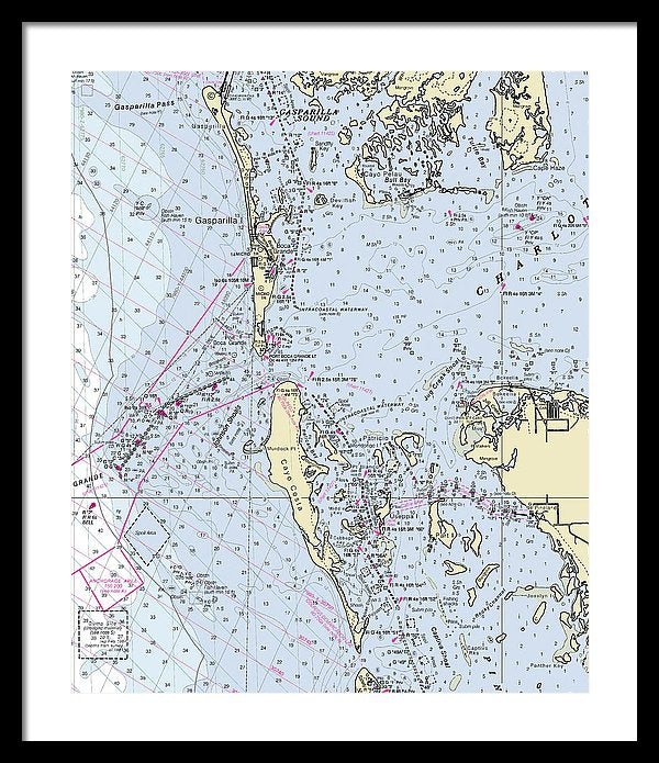 Boca Grande Florida Nautical Chart - Framed Print