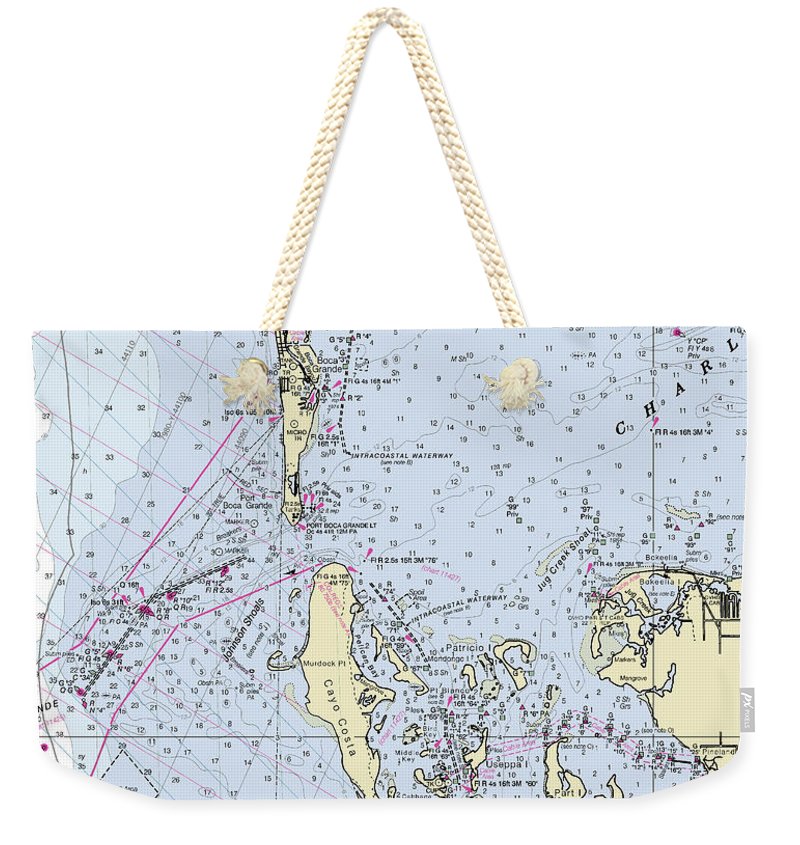 Boca Grande Florida Nautical Chart - Weekender Tote Bag