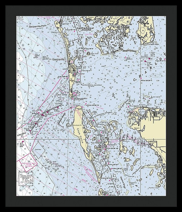 Boca Grande Florida Nautical Chart - Framed Print