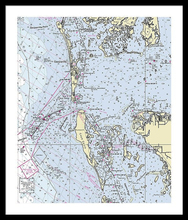 Boca Grande Florida Nautical Chart - Framed Print