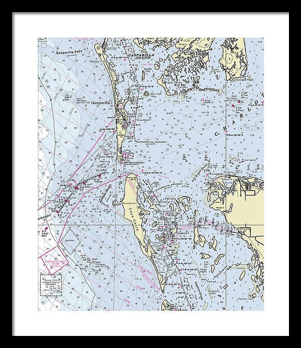 Boca Grande Florida Nautical Chart - Framed Print