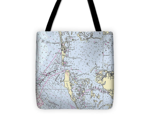 Boca Grande Florida Nautical Chart Tote Bag