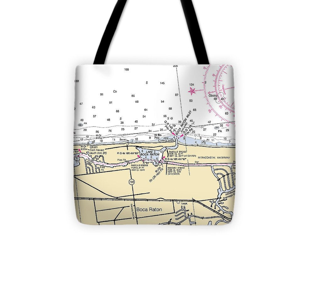 Boca Raton Florida Nautical Chart Tote Bag