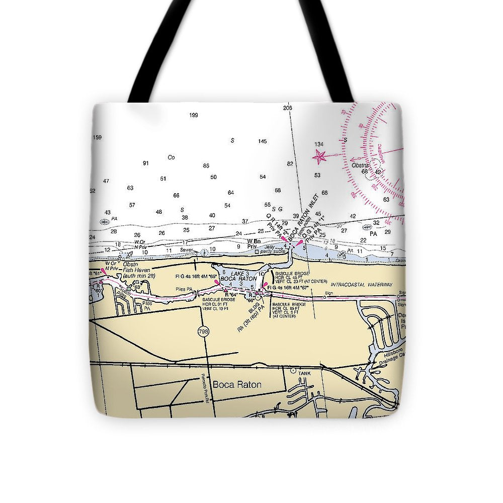 Boca Raton-florida Nautical Chart - Tote Bag