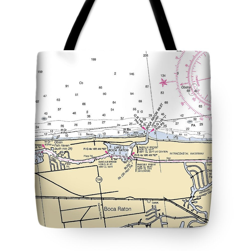 Boca Raton-florida Nautical Chart - Tote Bag