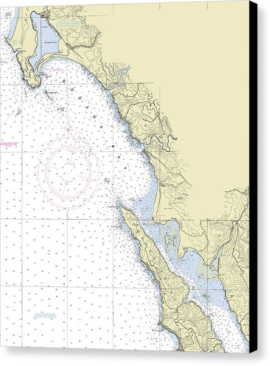 Bodega Bay California Nautical Chart - Canvas Print